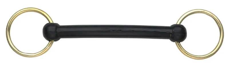 Rubber Covered Overcheck Bradoon Bit With Brass Rings 